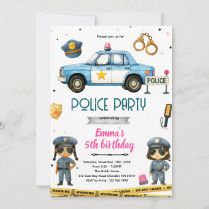 invitación de tema de fiesta de chica policía