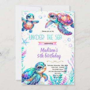 invitación de tema de fiesta de chica tortuga