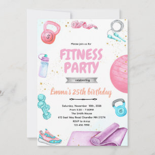 invitación de tema de fiesta de gimnasia de fitnes