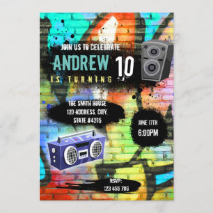 invitación de tema de fiesta de hiphop lindo