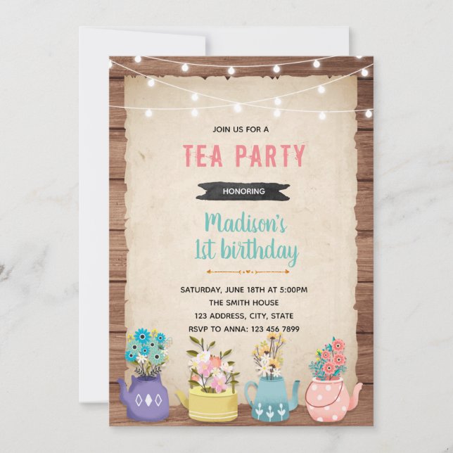 invitación de tema de fiesta de jardín (Anverso)