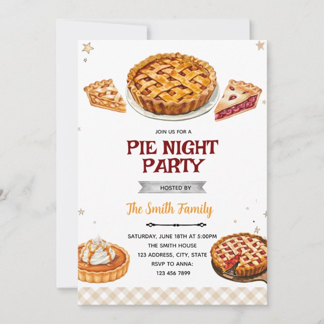 invitación de tema de fiesta de pastel (Anverso)