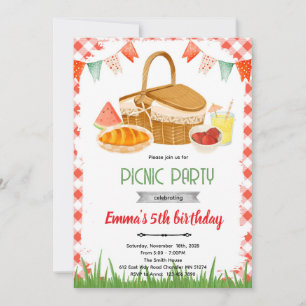 invitación de tema de fiesta de picnic lindo