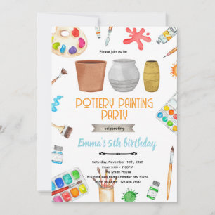 invitación de tema de fiesta de pintura de cerámic