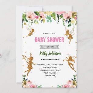 invitación de tema de jardín de hadas para baby sh