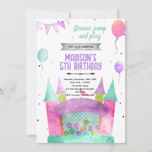 invitación de tema de niña de casa de rebote