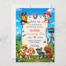 Invitación de tema de perro para niño. Fiesta para