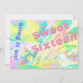 Invitación de tema de playa Sweet 16 Pastel