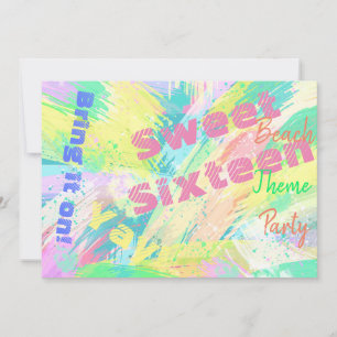 Invitación de tema de playa Sweet 16 Pastel