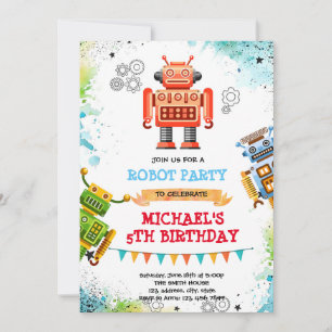invitación de tema de robot lindo