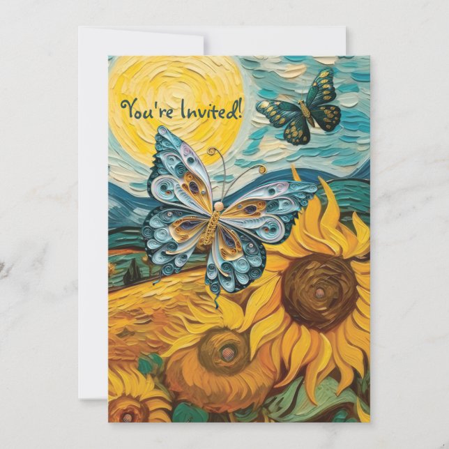 Invitación de tema fiesta de ducha de girasoles (Anverso)