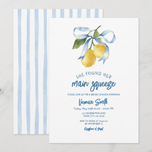 Invitación de tema Italia con lazo azul para despe