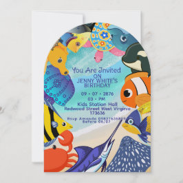 Invitación de tema submarino | Invitación de peces