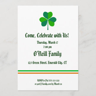 Invitación de temática irlandesa