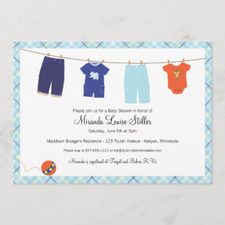 Invitación de Tendederos de Ropa de Bebé - Niño