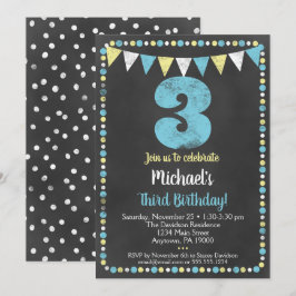 Invitación de tercer cumpleaños a Chalkboard amari