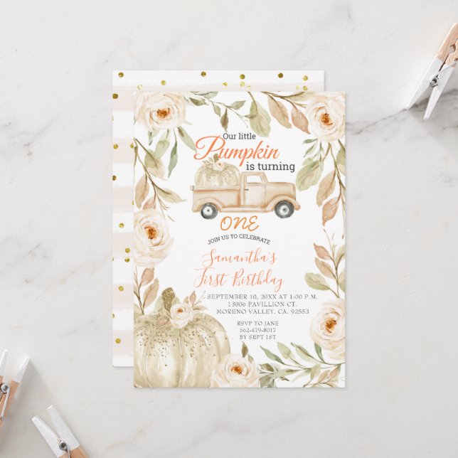Invitación de tercer cumpleaños a la Calabaza de C (Anverso/Reverso In Situ)