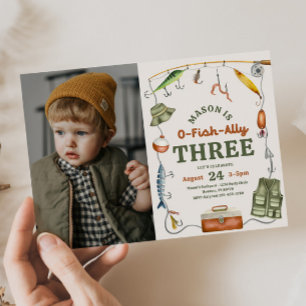 Invitación de tercer cumpleaños a la pesca de foto