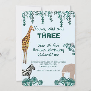 Invitación de tercer cumpleaños a Safari Jungle An