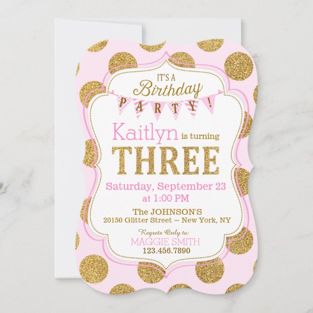 Invitación de tercer cumpleaños a Sparkle, Purpuri (Anverso)