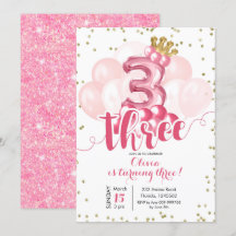 Invitación de tercer cumpleaños a un globo de la C