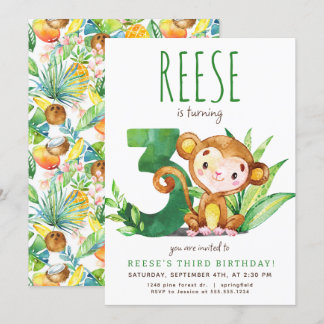Invitación de tercer cumpleaños a un mono de Safar
