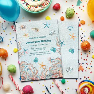 Invitación de tercer cumpleaños bajo el mar