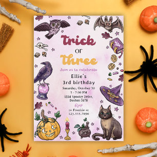 Invitación de tercer cumpleaños de Halloween con t