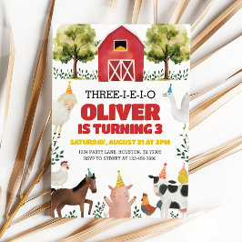 Invitación de tercer cumpleaños de la granja Three