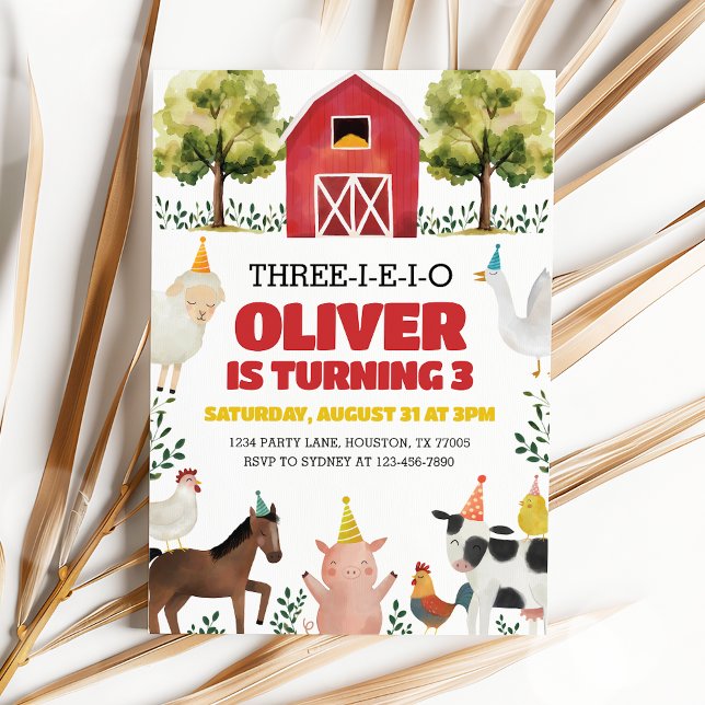 Invitación de tercer cumpleaños de la granja Three (Subido por el creador)