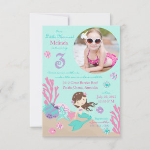 Invitación de Tercer Cumpleaños de La Sirenita