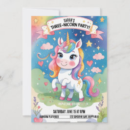 Invitación de tercer cumpleaños de tres nichos - U