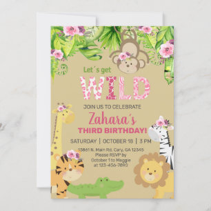 Invitación de tercer cumpleaños del chica de anima
