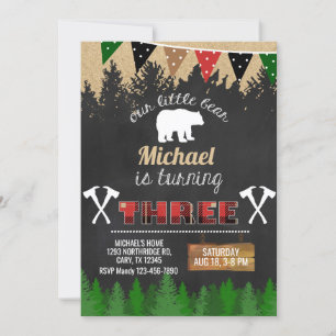 Invitación de tercer cumpleaños del niño de Lumber