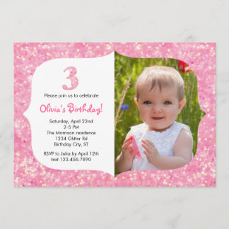 Invitación de tercer cumpleaños del Purpurina