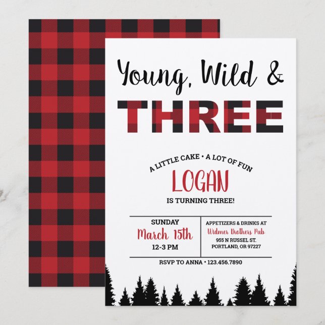 Invitación de tercer cumpleaños para jóvenes silve (Anverso / Reverso)