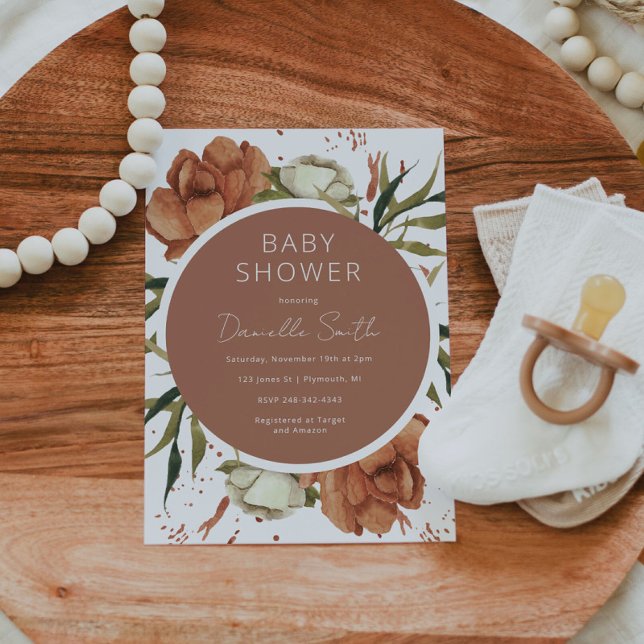 Invitación de Terracotta Baby Shower Boho Florals (Subido por el creador)