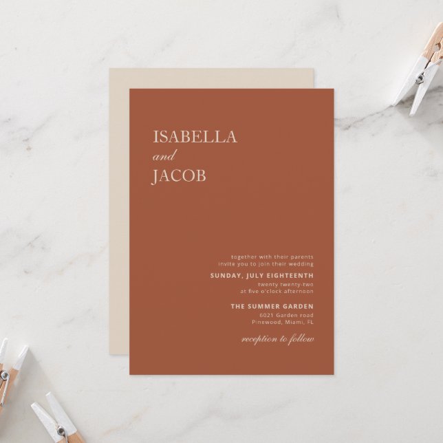 Invitación de Terracotta Boho (Anverso/Reverso In Situ)