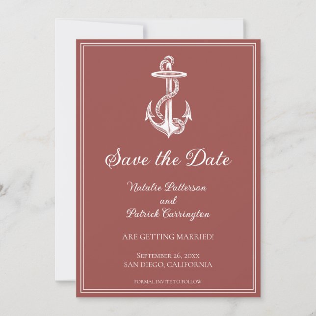 Invitación de Terracotta Nautical Anchor para guar (Anverso)