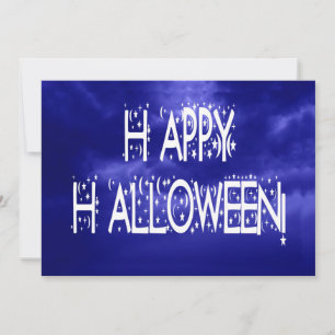 Invitación de texto de Halloween Blue Happy por la
