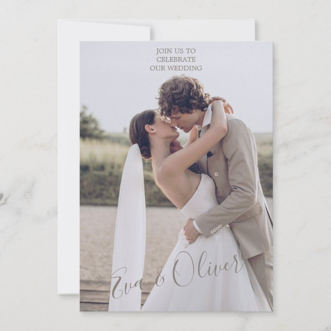 Invitación de textura de papel Minimalista marrón  (Anverso)