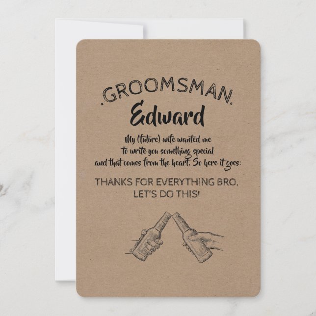 Invitación De The Heart - Funny Groomsman Propuesta (Anverso)
