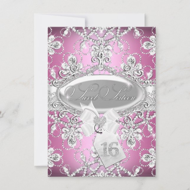 Invitación de Tiara de Diamante Rosa Princesa Swee (Anverso)