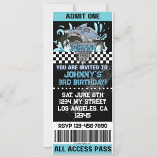 Invitación de Tiburón de Camión Monstruo