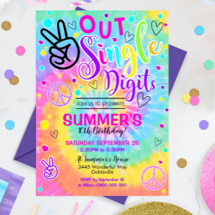 Invitación de Tie Dye de Peace Out Single Digits 1