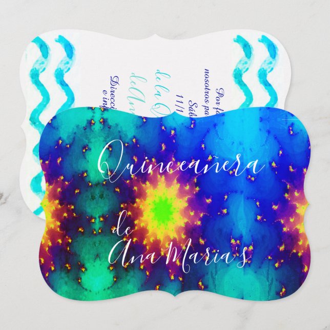 Invitación de Tie-dye de Supernova de ráfaga solar (Anverso / Reverso)