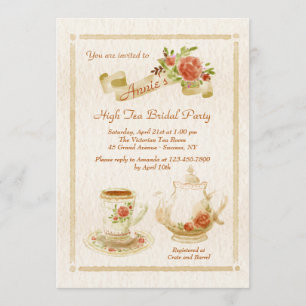 Invitación de tiempo de té acuarela