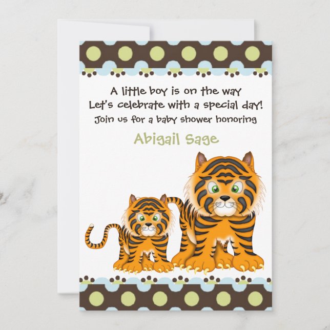 Invitación de tigre a Baby Shower para niños (Anverso)