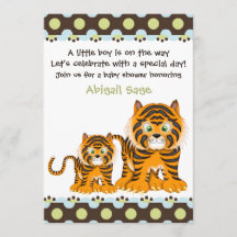 Invitación de tigre a Baby Shower para niños