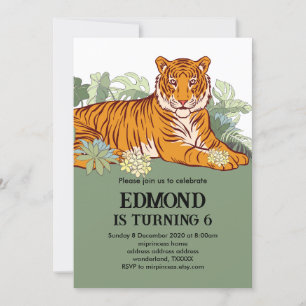 Invitación de tigres fiesta de cumpleaños animal j
